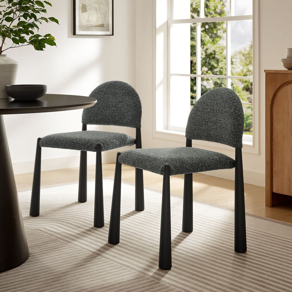 Modway Furniture Hayley Upholstered Fabric Dining Side Chair - Mid-Century Modern Design with Comfort & Style Black Anthracite EEI-7220-BLK-ANT