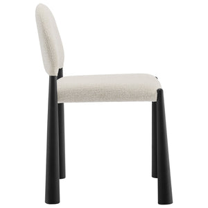 Modway Furniture Hayley Upholstered Fabric Dining Side Chair - Mid-Century Modern Design with Comfort & Style Black Cream EEI-7220-BLK-CRE