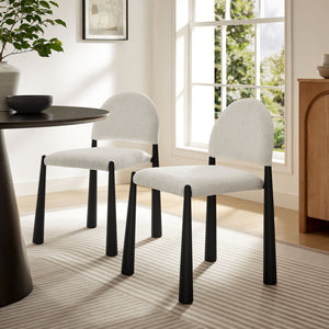 Modway Furniture Hayley Upholstered Fabric Dining Side Chair - Mid-Century Modern Design with Comfort & Style Black Cream EEI-7220-BLK-CRE