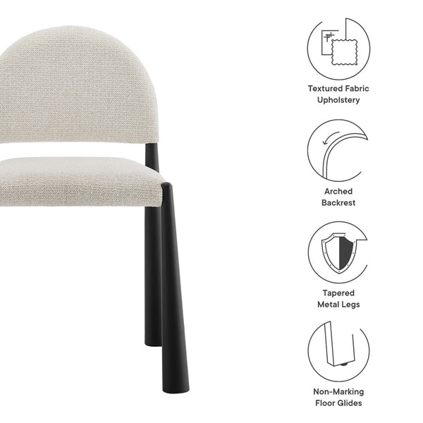 Modway Furniture Hayley Upholstered Fabric Dining Side Chair - Mid-Century Modern Design with Comfort & Style Black Cream EEI-7220-BLK-CRE