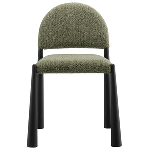 Modway Furniture Hayley Upholstered Fabric Dining Side Chair - Mid-Century Modern Design with Comfort & Style Black Leaf EEI-7220-BLK-LEA