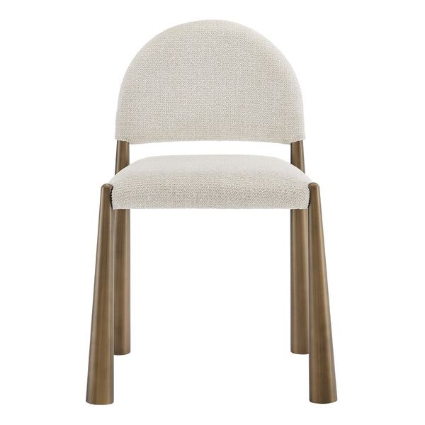 Modway Furniture Hayley Upholstered Fabric Dining Side Chair - Mid-Century Modern Design with Comfort & Style Brass Cream EEI-7220-BRA-CRE