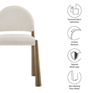 Modway Furniture Hayley Upholstered Fabric Dining Side Chair - Mid-Century Modern Design with Comfort & Style Brass Cream EEI-7220-BRA-CRE