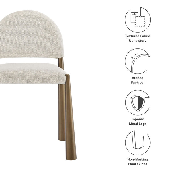 Modway Furniture Hayley Upholstered Fabric Dining Side Chair - Mid-Century Modern Design with Comfort & Style Brass Cream EEI-7220-BRA-CRE