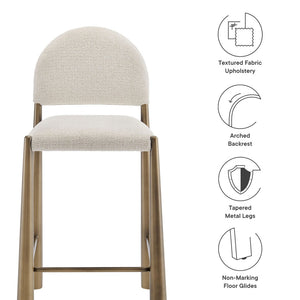 Modway Furniture Hayley Upholstered Fabric Counter Stool - Mid-Century Modern Design for Stylish Kitchen Comfort Brass Cream EEI-7221-BRA-CRE