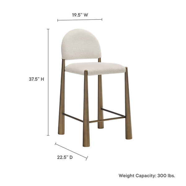 Modway Furniture Hayley Upholstered Fabric Counter Stool - Mid-Century Modern Design for Stylish Kitchen Comfort Brass Cream EEI-7221-BRA-CRE