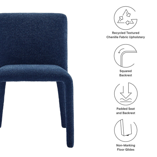 Modway Furniture Rhodes Fabric Upholstered Dining Chair - Eco-Friendly Chenille, Modern Comfort for Any Space Navy EEI-7222-NAV