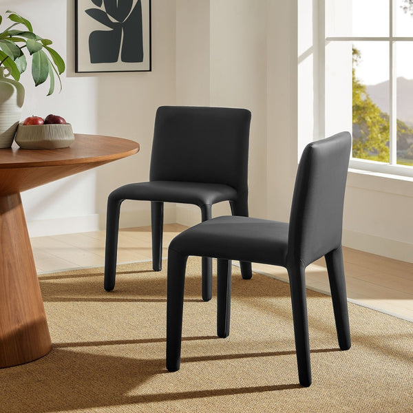 Modway Furniture Rhodes Vegan Leather Upholstered Dining Chair - Modern, Stylish Comfort for Dining and Living Spaces Black EEI-7223-BLK