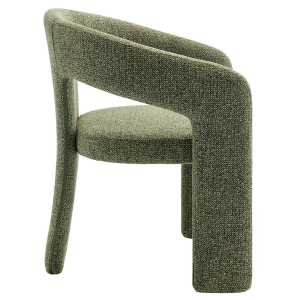 Modway Furniture Oslo Barrel Fabric Upholstered Dining Accent Chair – Modern Ergonomic Design with Metal Frame Support Leaf EEI-7224-LEA
