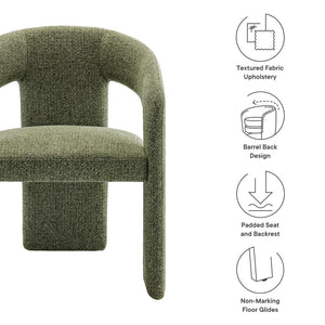 Modway Furniture Oslo Barrel Fabric Upholstered Dining Accent Chair – Modern Ergonomic Design with Metal Frame Support Leaf EEI-7224-LEA