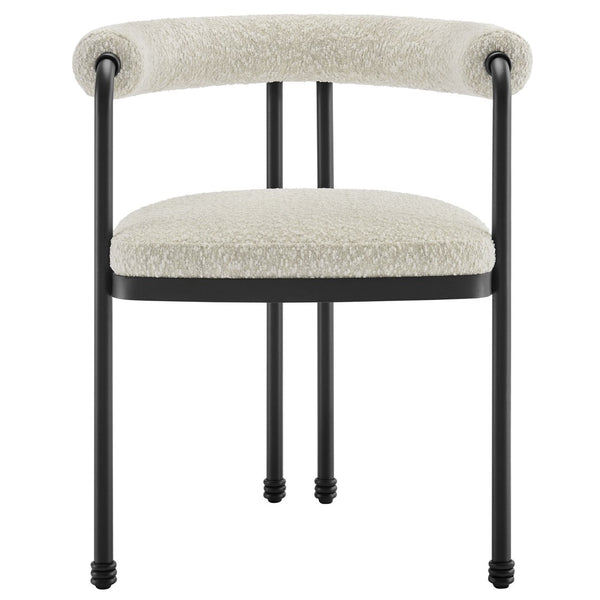 Modway Furniture Turin Curved Back Accent Chair – Soft Boucle Upholstery & Durable Metal Frame for Modern Spaces EEI-7225-BLK-PRL