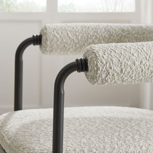 Modway Furniture Turin Curved Back Accent Chair – Soft Boucle Upholstery & Durable Metal Frame for Modern Spaces EEI-7225-BLK-PRL