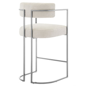 Modway Furniture Huron Curved Back Counter Stool – Modern-Retro Design with Plush Comfort and Durable Metal Frame Silver Cream EEI-7227-SLV-CRE