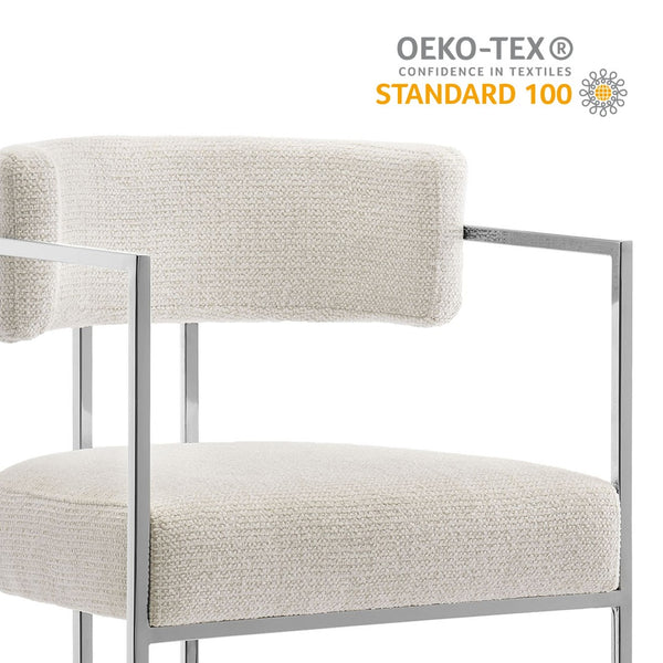 Modway Furniture Huron Curved Back Counter Stool – Modern-Retro Design with Plush Comfort and Durable Metal Frame Silver Cream EEI-7227-SLV-CRE