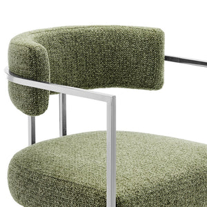 Modway Furniture Huron Curved Back Counter Stool – Modern-Retro Design with Plush Comfort and Durable Metal Frame Silver Leaf EEI-7227-SLV-LEA