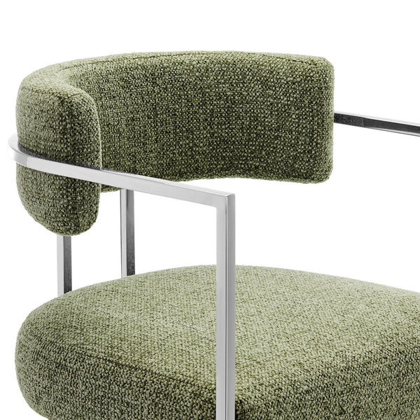 Modway Furniture Huron Curved Back Counter Stool – Modern-Retro Design with Plush Comfort and Durable Metal Frame Silver Leaf EEI-7227-SLV-LEA