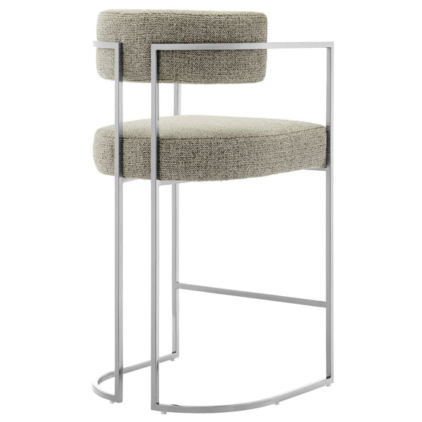 Modway Furniture Huron Curved Back Counter Stool – Modern-Retro Design with Plush Comfort and Durable Metal Frame Silver Wheat EEI-7227-SLV-WHE