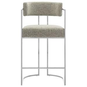 Modway Furniture Huron Curved Back Counter Stool – Modern-Retro Design with Plush Comfort and Durable Metal Frame Silver Wheat EEI-7227-SLV-WHE