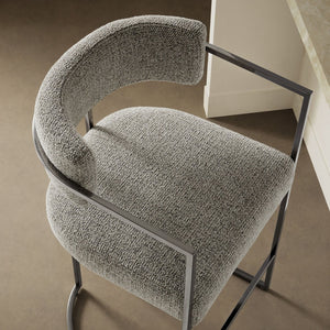 Modway Furniture Huron Curved Back Counter Stool – Modern-Retro Design with Plush Comfort and Durable Metal Frame Silver Wheat EEI-7227-SLV-WHE