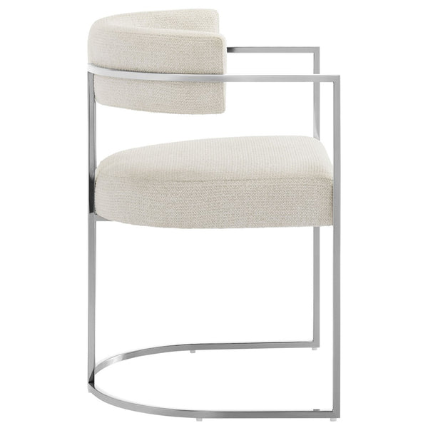 Modway Furniture Huron Curved Back Dining Accent Chair: Retro-Inspired Comfort with Sleek Metal Base for Modern Spaces Silver Cream EEI-7228-SLV-CRE