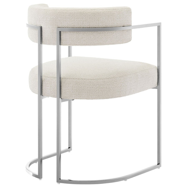 Modway Furniture Huron Curved Back Dining Accent Chair: Retro-Inspired Comfort with Sleek Metal Base for Modern Spaces Silver Cream EEI-7228-SLV-CRE