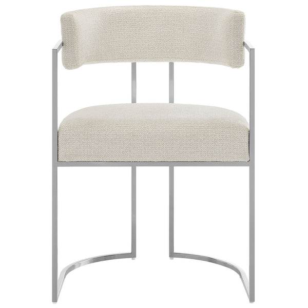 Modway Furniture Huron Curved Back Dining Accent Chair: Retro-Inspired Comfort with Sleek Metal Base for Modern Spaces Silver Cream EEI-7228-SLV-CRE