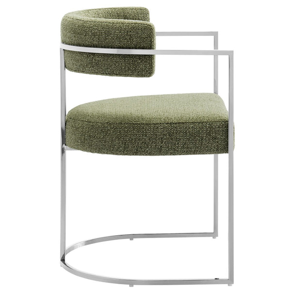 Modway Furniture Huron Curved Back Dining Accent Chair: Retro-Inspired Comfort with Sleek Metal Base for Modern Spaces Silver Leaf EEI-7228-SLV-LEA