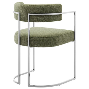 Modway Furniture Huron Curved Back Dining Accent Chair: Retro-Inspired Comfort with Sleek Metal Base for Modern Spaces Silver Leaf EEI-7228-SLV-LEA