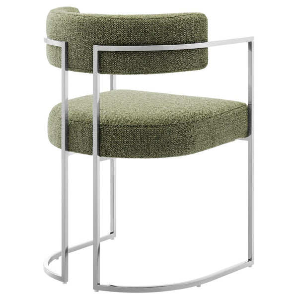 Modway Furniture Huron Curved Back Dining Accent Chair: Retro-Inspired Comfort with Sleek Metal Base for Modern Spaces Silver Leaf EEI-7228-SLV-LEA