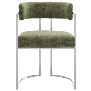 Modway Furniture Huron Curved Back Dining Accent Chair: Retro-Inspired Comfort with Sleek Metal Base for Modern Spaces Silver Leaf EEI-7228-SLV-LEA