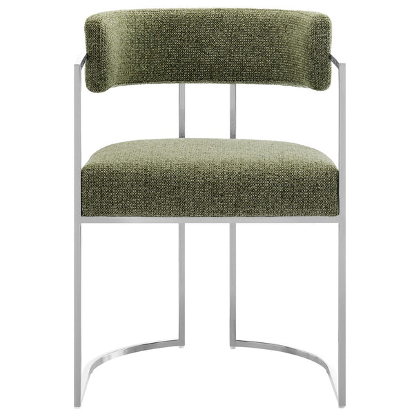 Modway Furniture Huron Curved Back Dining Accent Chair: Retro-Inspired Comfort with Sleek Metal Base for Modern Spaces Silver Leaf EEI-7228-SLV-LEA