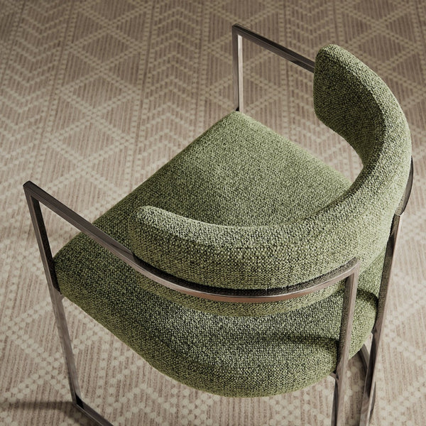 Modway Furniture Huron Curved Back Dining Accent Chair: Retro-Inspired Comfort with Sleek Metal Base for Modern Spaces Silver Leaf EEI-7228-SLV-LEA