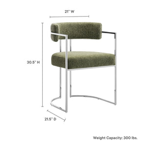 Modway Furniture Huron Curved Back Dining Accent Chair: Retro-Inspired Comfort with Sleek Metal Base for Modern Spaces Silver Leaf EEI-7228-SLV-LEA