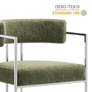 Modway Furniture Huron Curved Back Dining Accent Chair: Retro-Inspired Comfort with Sleek Metal Base for Modern Spaces Silver Leaf EEI-7228-SLV-LEA