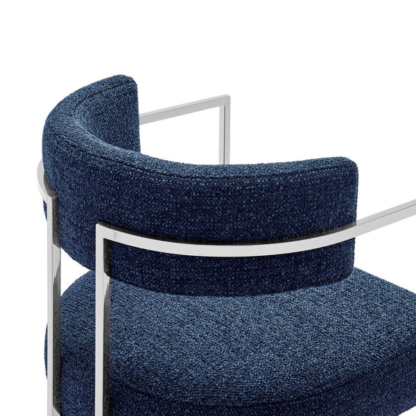 Modway Furniture Huron Curved Back Dining Accent Chair: Retro-Inspired Comfort with Sleek Metal Base for Modern Spaces Silver Navy EEI-7228-SLV-NAV