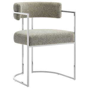 Modway Furniture Huron Curved Back Dining Accent Chair: Retro-Inspired Comfort with Sleek Metal Base for Modern Spaces Silver Wheat EEI-7228-SLV-WHE