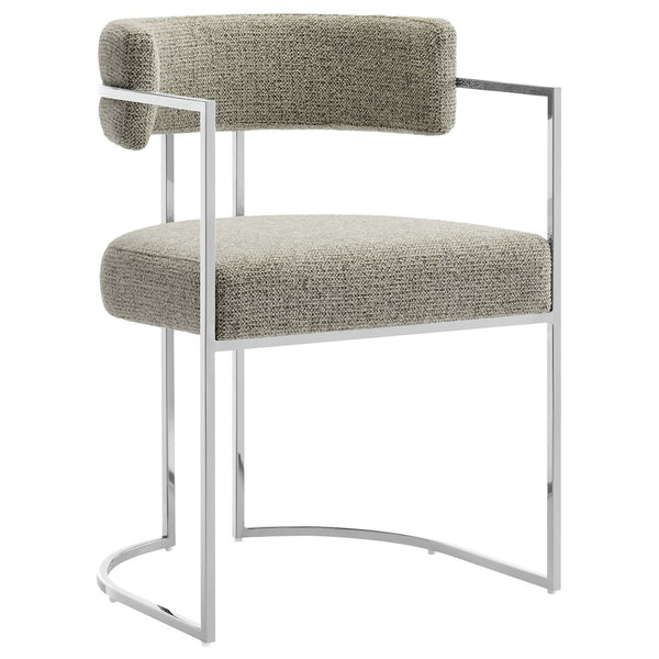 Modway Furniture Huron Curved Back Dining Accent Chair: Retro-Inspired Comfort with Sleek Metal Base for Modern Spaces Silver Wheat EEI-7228-SLV-WHE
