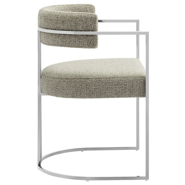 Modway Furniture Huron Curved Back Dining Accent Chair: Retro-Inspired Comfort with Sleek Metal Base for Modern Spaces Silver Wheat EEI-7228-SLV-WHE