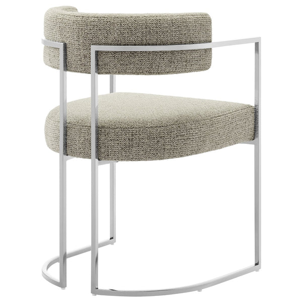 Modway Furniture Huron Curved Back Dining Accent Chair: Retro-Inspired Comfort with Sleek Metal Base for Modern Spaces Silver Wheat EEI-7228-SLV-WHE