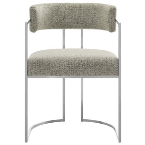 Modway Furniture Huron Curved Back Dining Accent Chair: Retro-Inspired Comfort with Sleek Metal Base for Modern Spaces Silver Wheat EEI-7228-SLV-WHE
