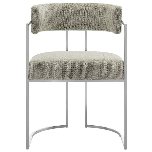 Modway Furniture Huron Curved Back Dining Accent Chair: Retro-Inspired Comfort with Sleek Metal Base for Modern Spaces Silver Wheat EEI-7228-SLV-WHE
