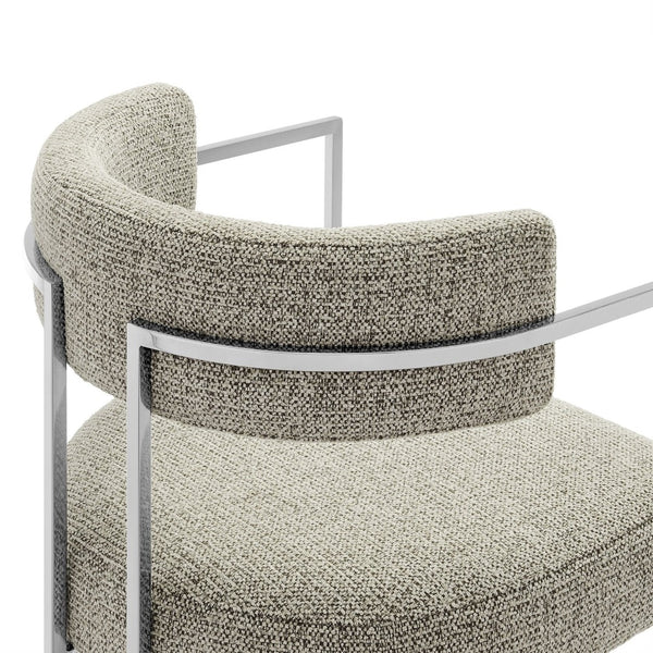 Modway Furniture Huron Curved Back Dining Accent Chair: Retro-Inspired Comfort with Sleek Metal Base for Modern Spaces Silver Wheat EEI-7228-SLV-WHE
