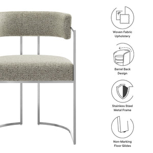 Modway Furniture Huron Curved Back Dining Accent Chair: Retro-Inspired Comfort with Sleek Metal Base for Modern Spaces Silver Wheat EEI-7228-SLV-WHE