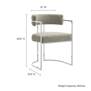 Modway Furniture Huron Curved Back Dining Accent Chair: Retro-Inspired Comfort with Sleek Metal Base for Modern Spaces Silver Wheat EEI-7228-SLV-WHE