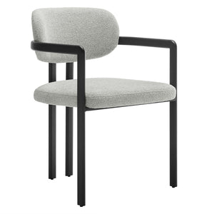 Modway Furniture Elio Barrel Dining Chair - Sculptural Metal Frame with Textured Upholstery for Modern Elegance Black Dove Gray EEI-7229-BLK-DOV