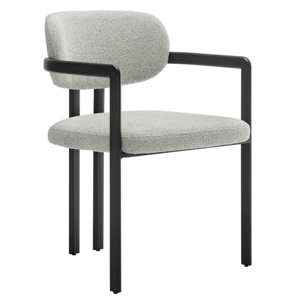 Modway Furniture Elio Barrel Dining Chair - Sculptural Metal Frame with Textured Upholstery for Modern Elegance Black Dove Gray EEI-7229-BLK-DOV