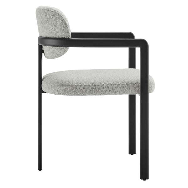 Modway Furniture Elio Barrel Dining Chair - Sculptural Metal Frame with Textured Upholstery for Modern Elegance Black Dove Gray EEI-7229-BLK-DOV