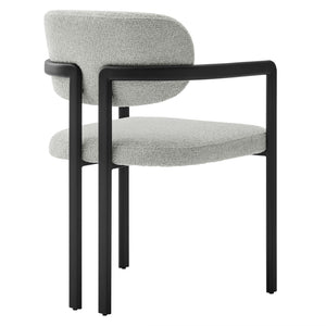 Modway Furniture Elio Barrel Dining Chair - Sculptural Metal Frame with Textured Upholstery for Modern Elegance Black Dove Gray EEI-7229-BLK-DOV