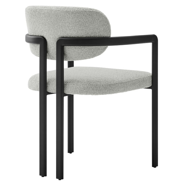 Modway Furniture Elio Barrel Dining Chair - Sculptural Metal Frame with Textured Upholstery for Modern Elegance Black Dove Gray EEI-7229-BLK-DOV