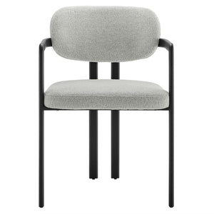 Modway Furniture Elio Barrel Dining Chair - Sculptural Metal Frame with Textured Upholstery for Modern Elegance Black Dove Gray EEI-7229-BLK-DOV